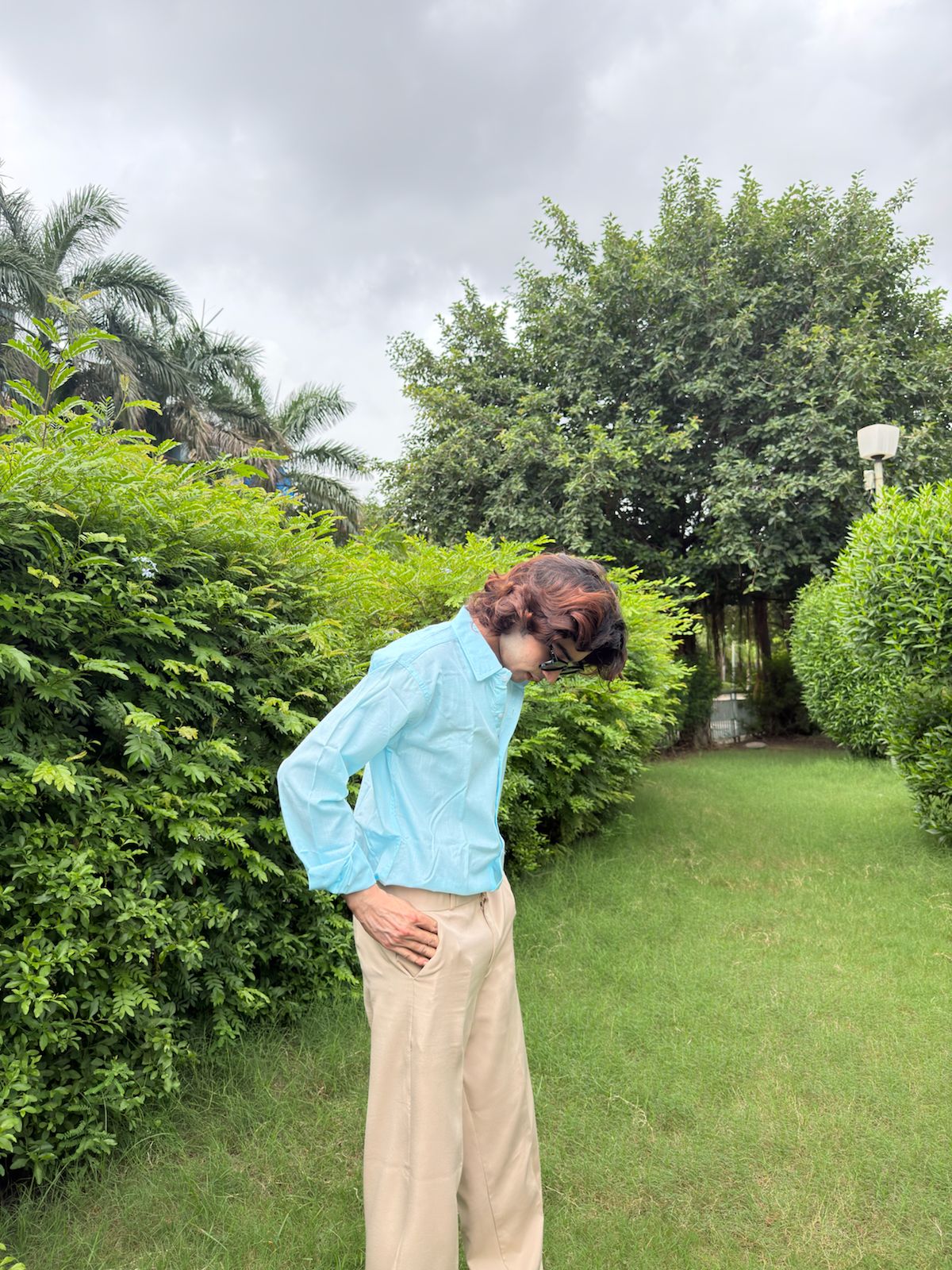 Men’s Sky Blue Casual Linen Blend Shirt