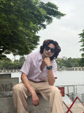Men’s Lilac Gingham Check Relaxed Fit Shirt