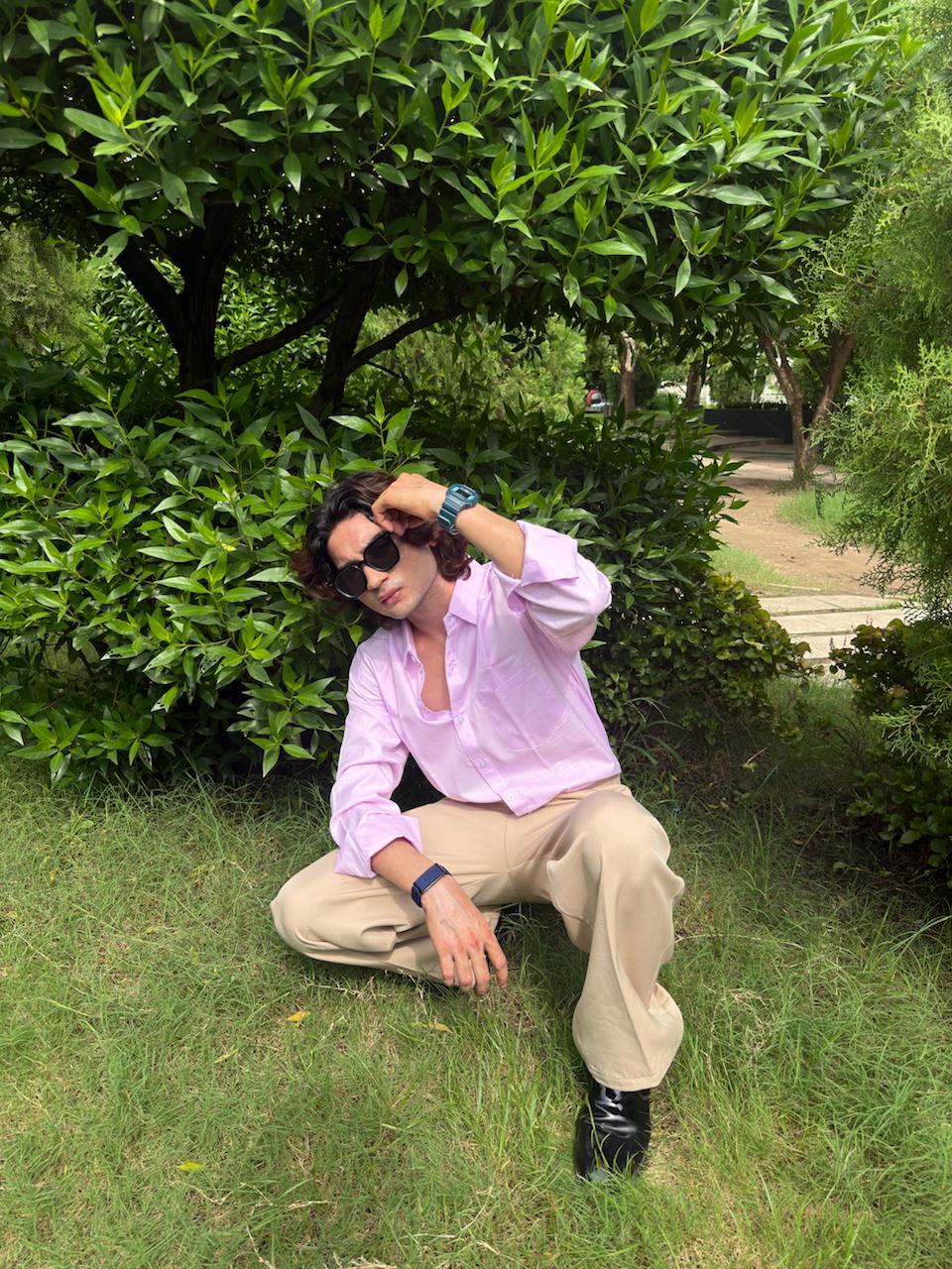 Men’s Pink Gingham Check Relaxed Fit Shirt