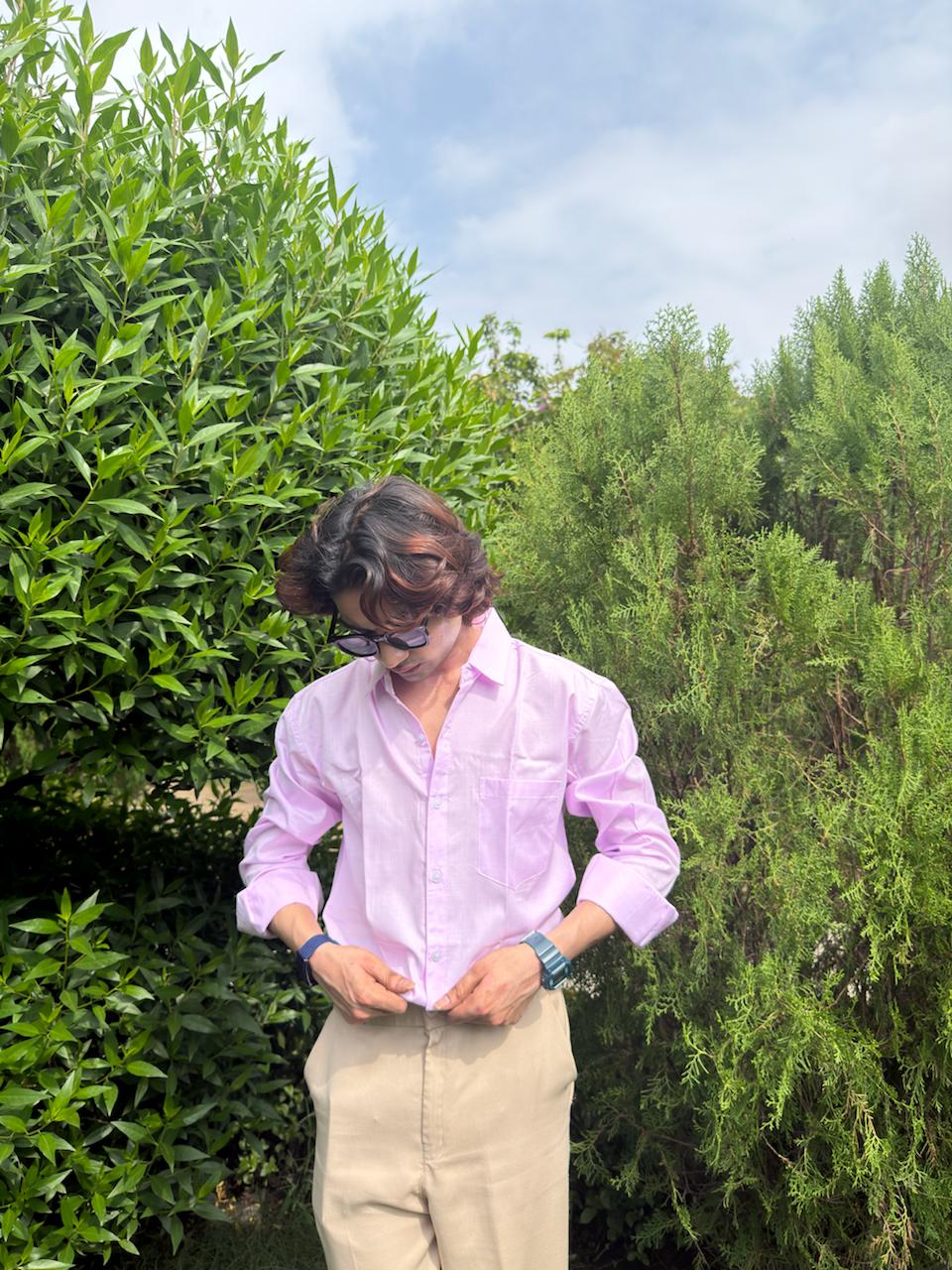 Men’s Pink Gingham Check Relaxed Fit Shirt