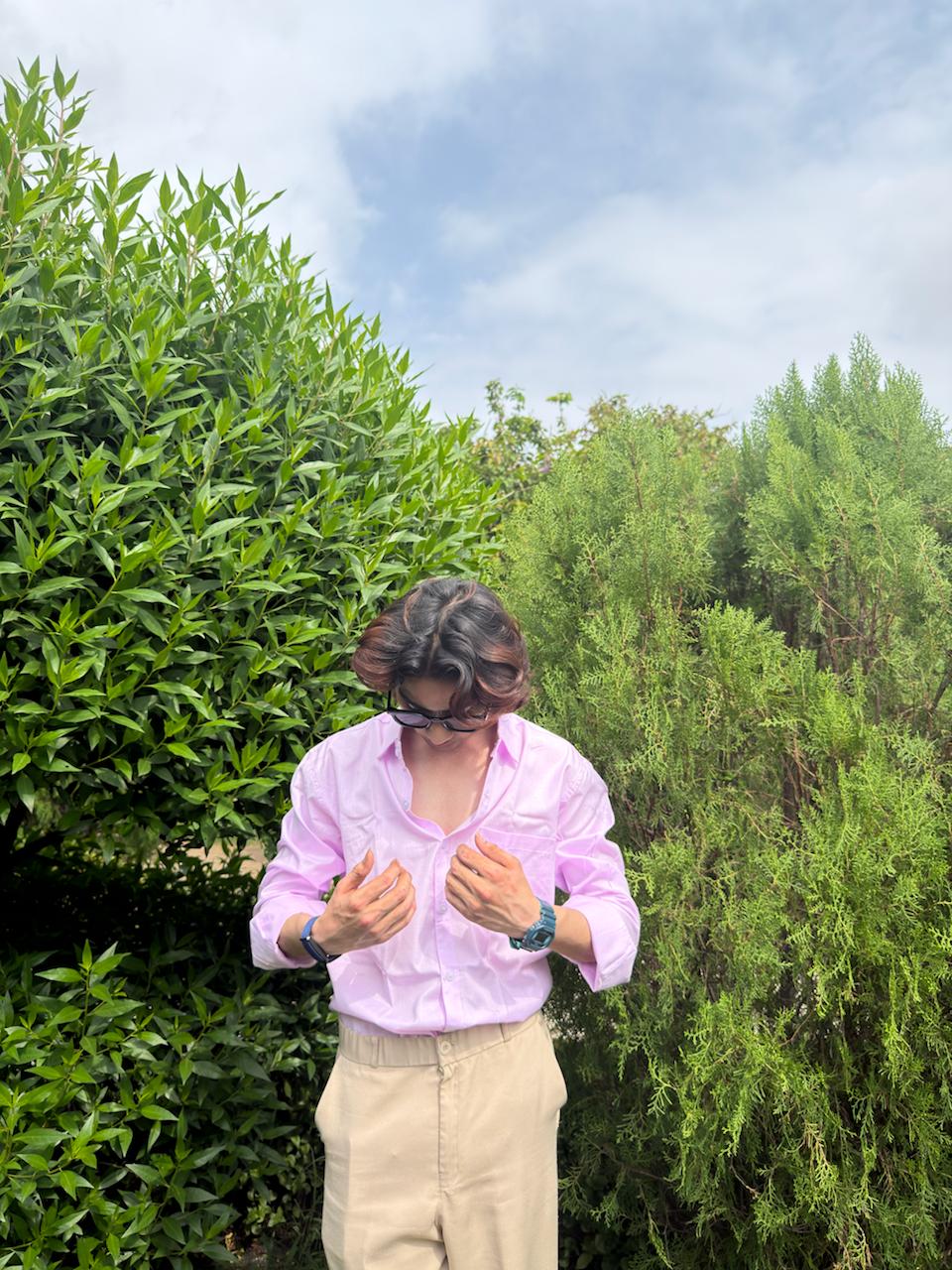 Men’s Pink Gingham Check Relaxed Fit Shirt
