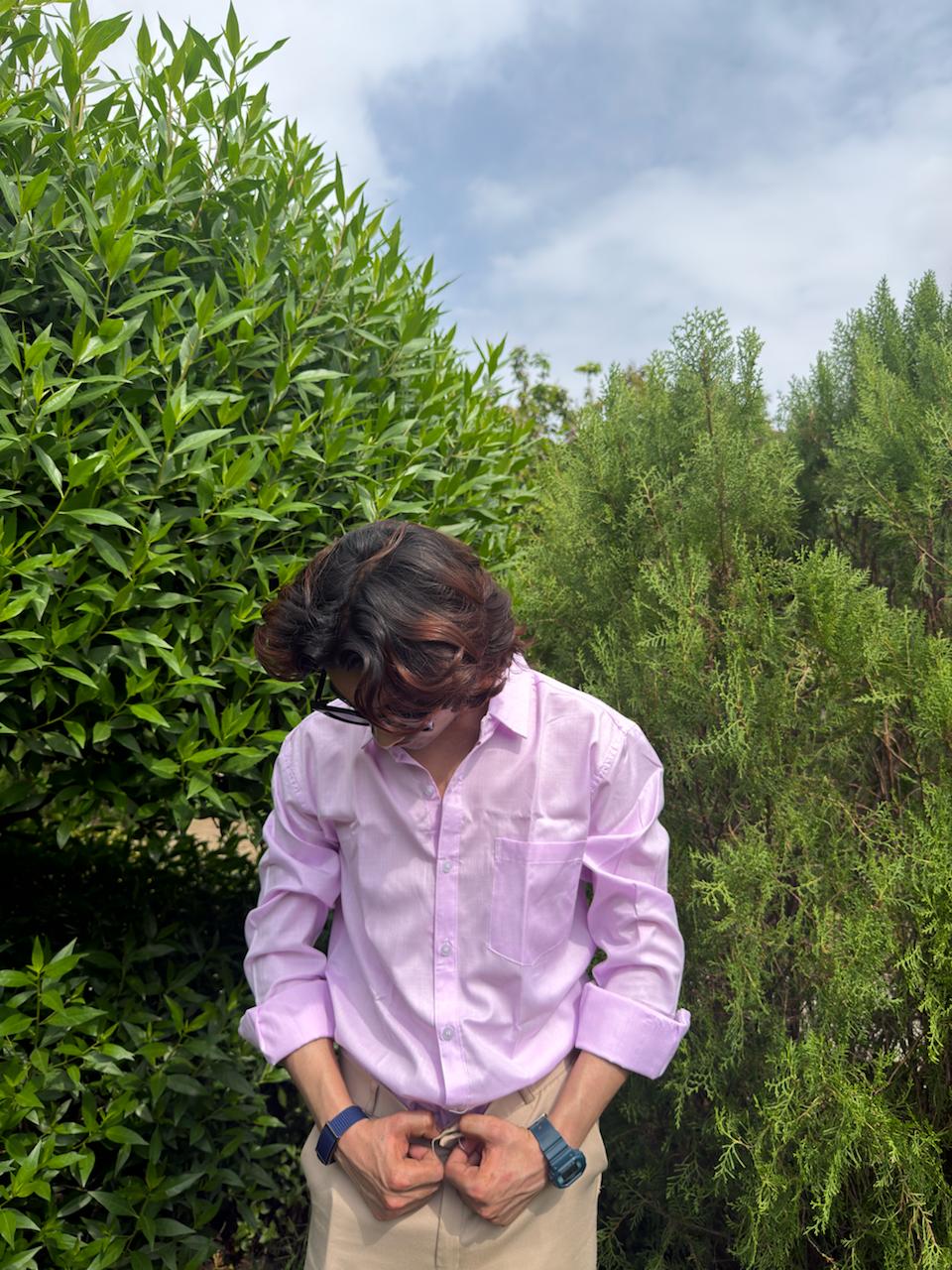 Men’s Pink Gingham Check Relaxed Fit Shirt