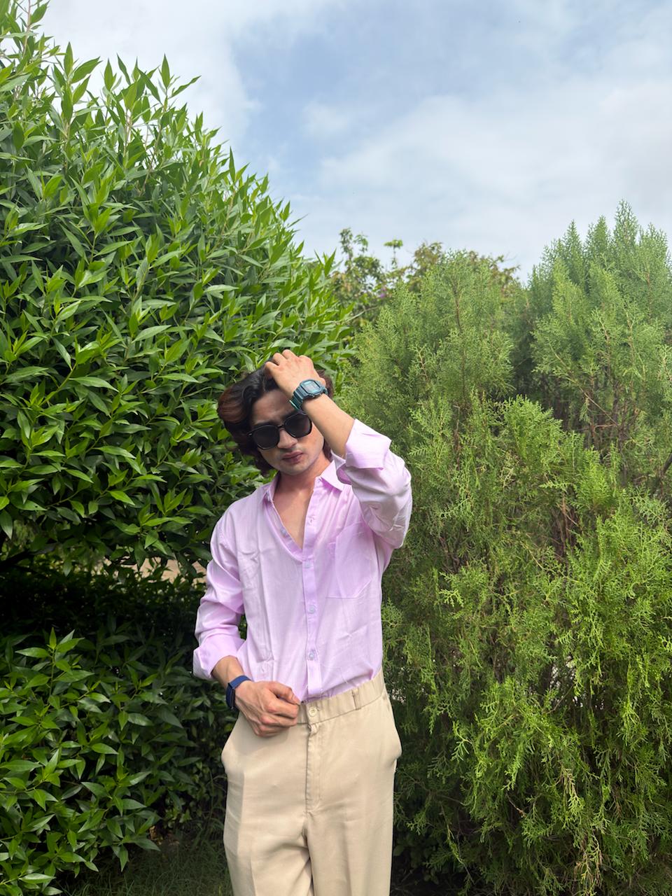 Men’s Pink Gingham Check Relaxed Fit Shirt