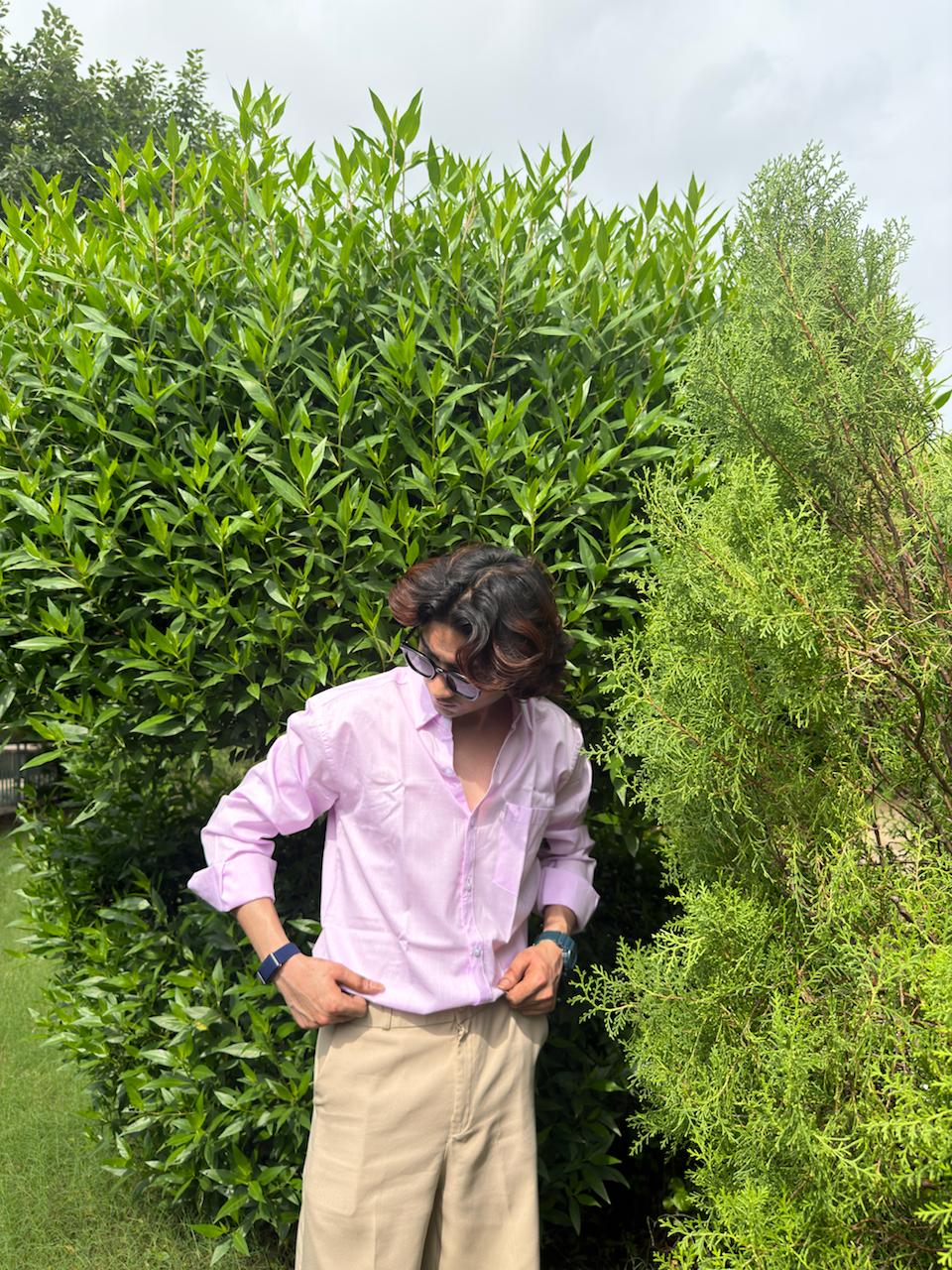 Men’s Pink Gingham Check Relaxed Fit Shirt