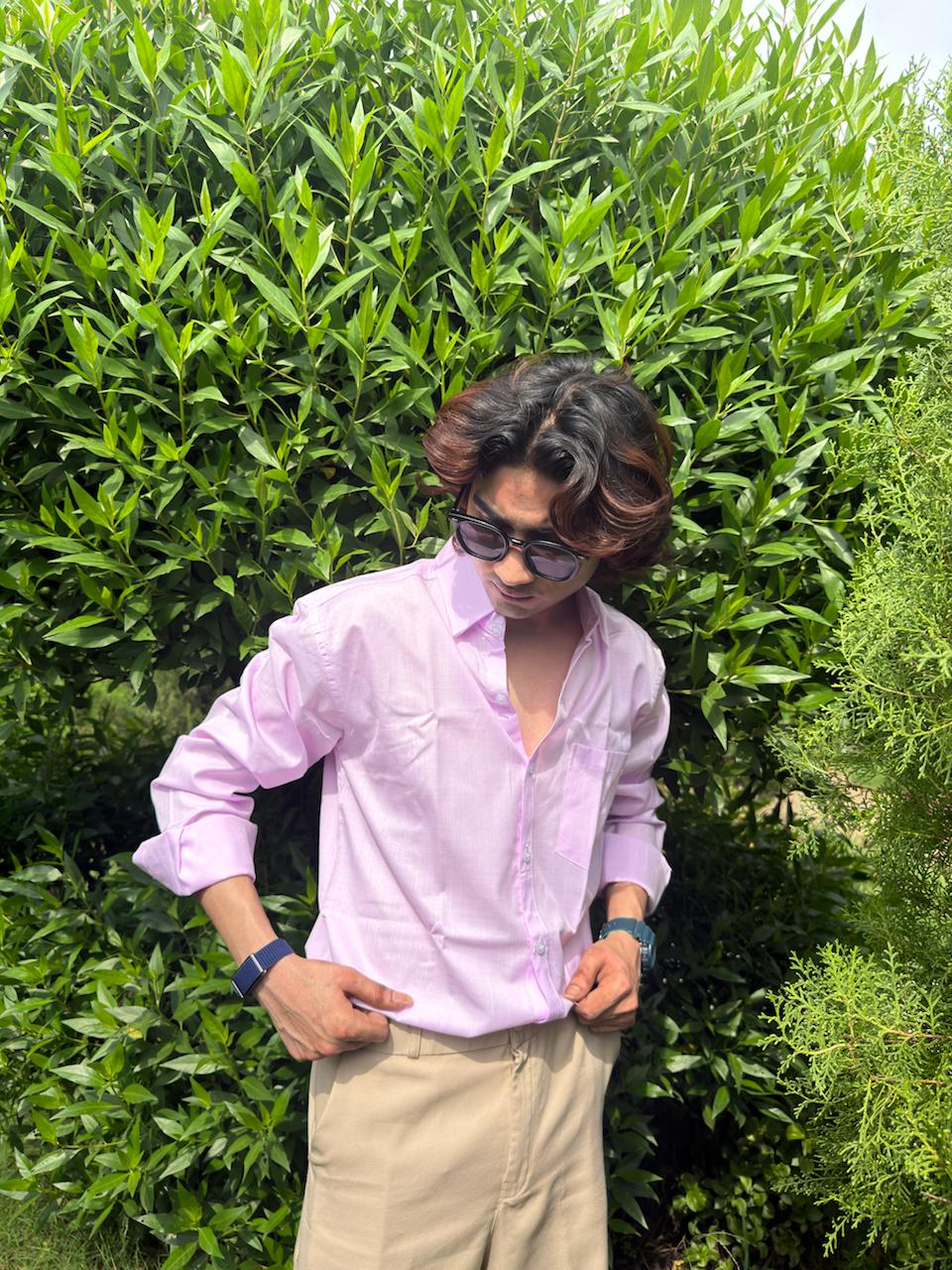 Men’s Pink Gingham Check Relaxed Fit Shirt