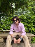 Men’s Pink Gingham Check Relaxed Fit Shirt