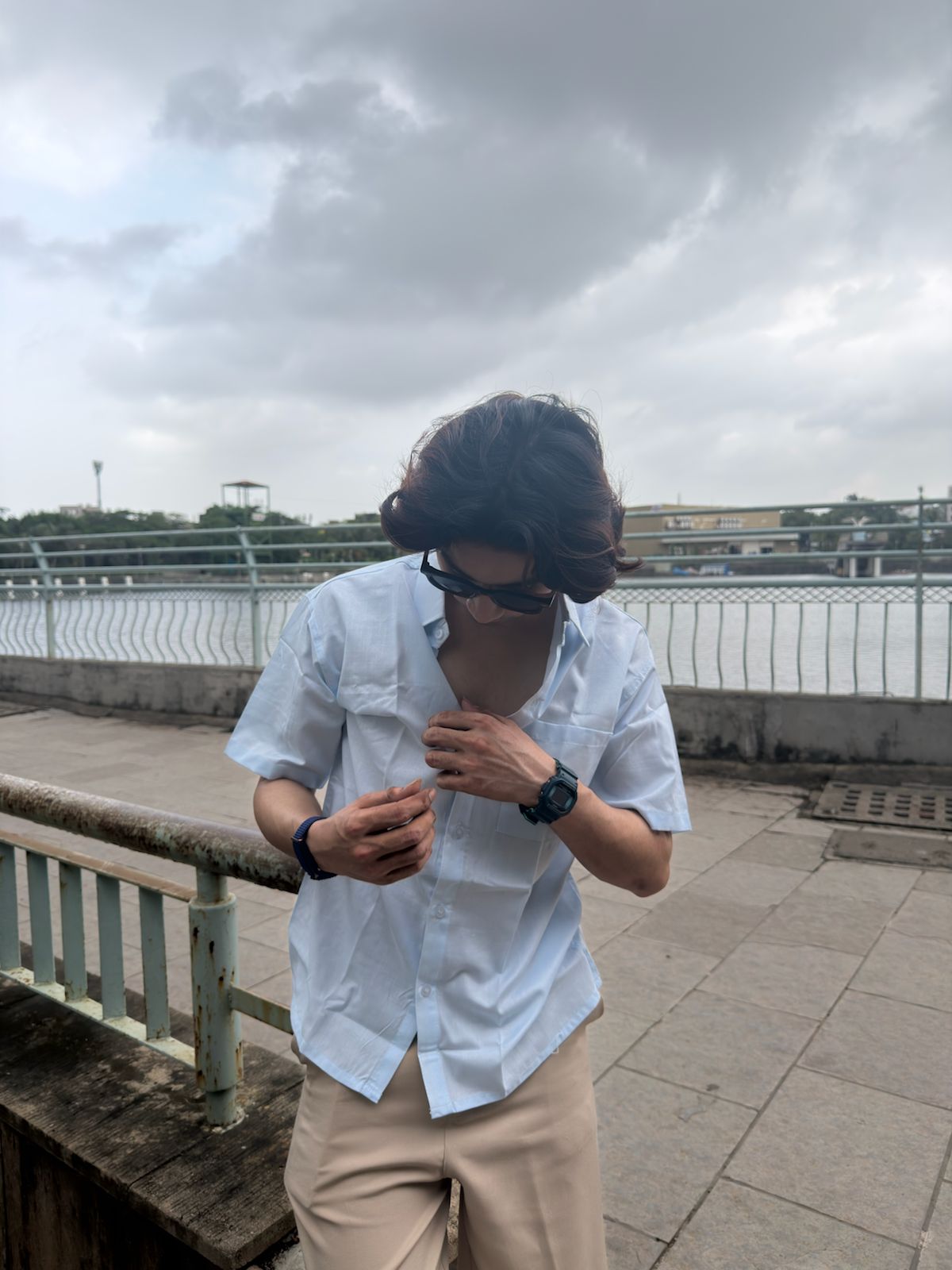 Sky Blue Linen Resort Shirt