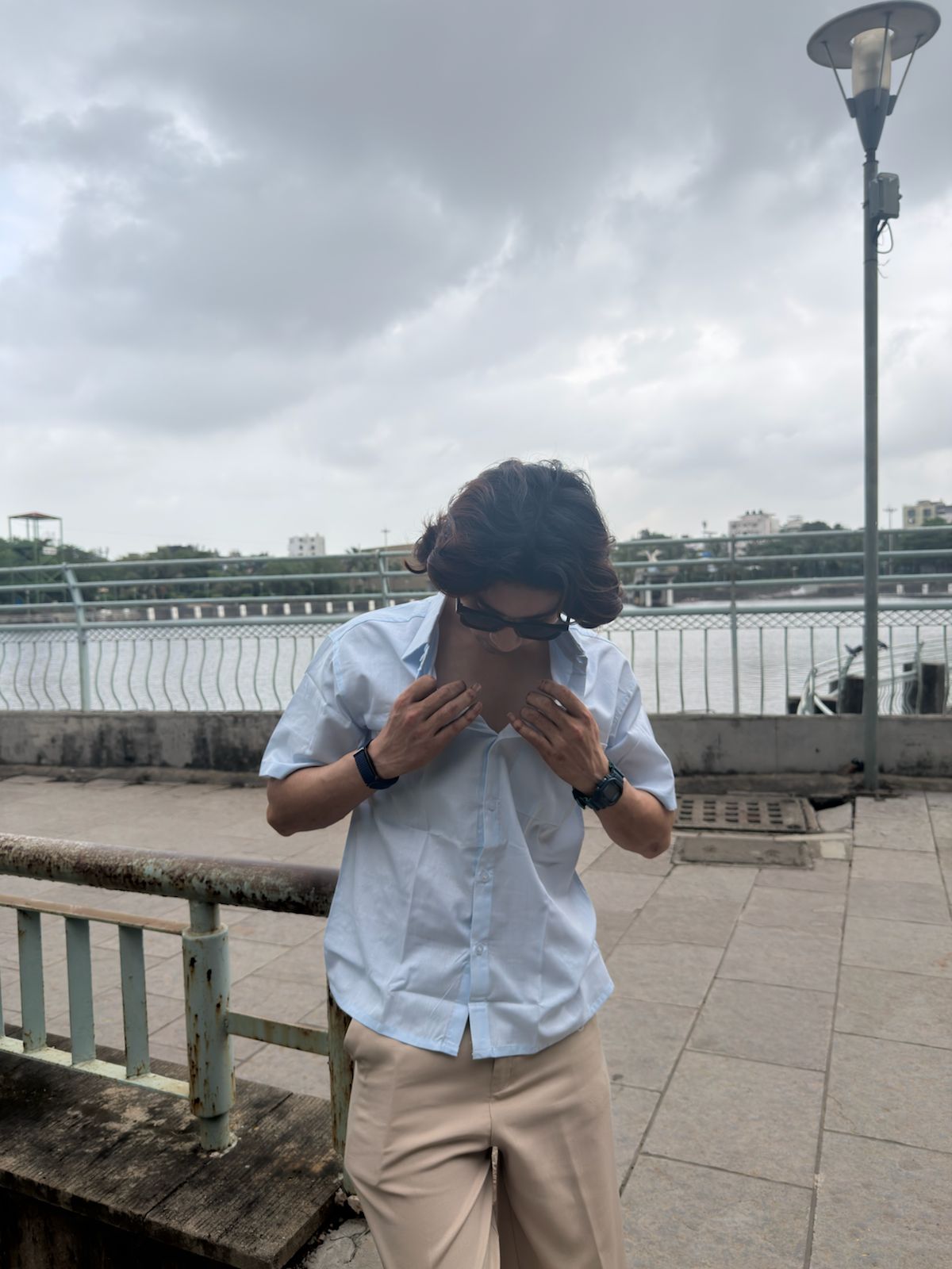Sky Blue Linen Resort Shirt