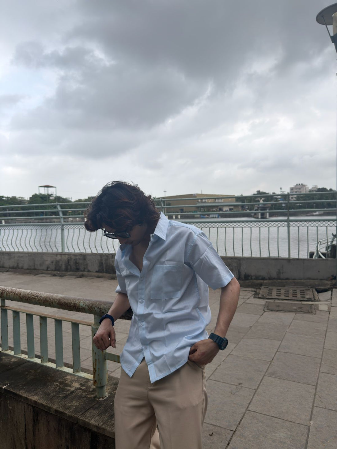 Sky Blue Linen Resort Shirt