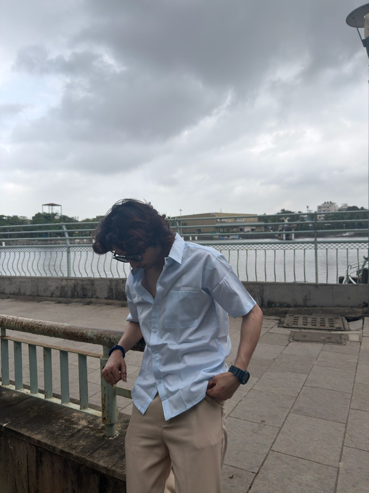 Sky Blue Linen Resort Shirt